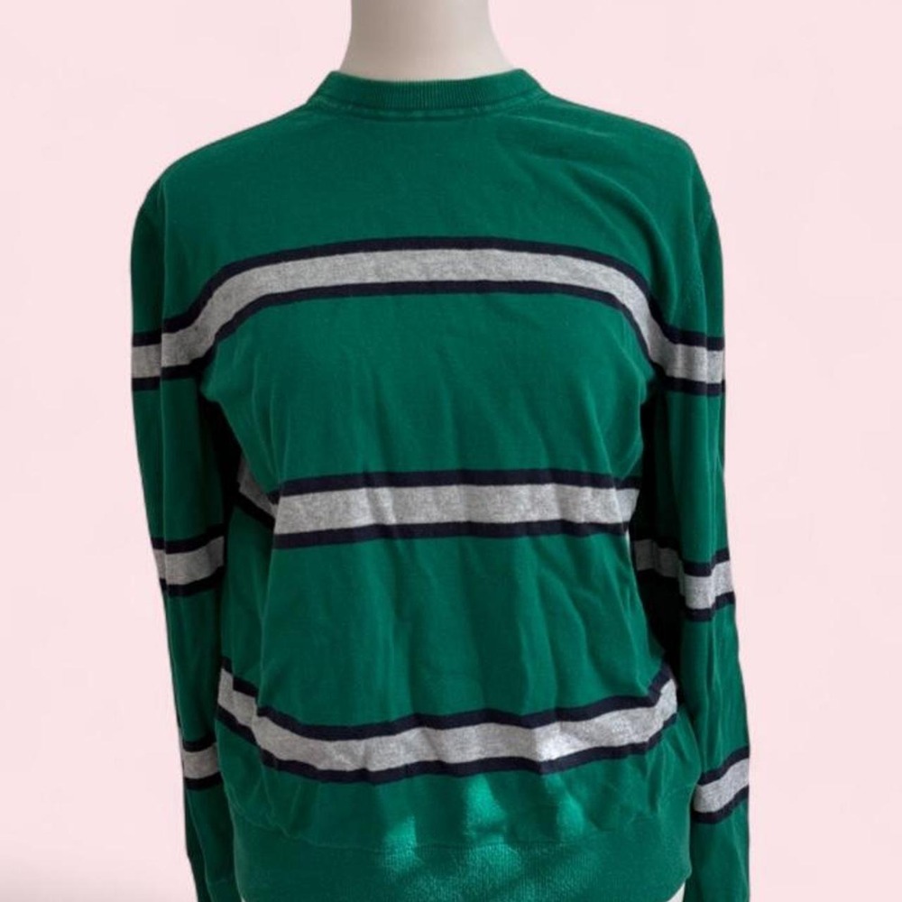 Vintage Gap Green Striped Crewneck Sweater | Size M
